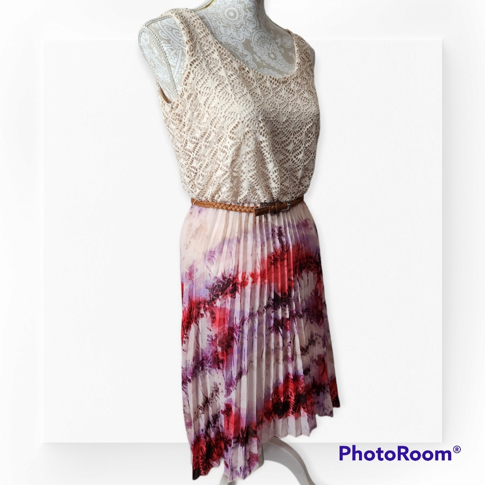 Cato Hi Lo Lace Pleated Summer Career Dress size small
